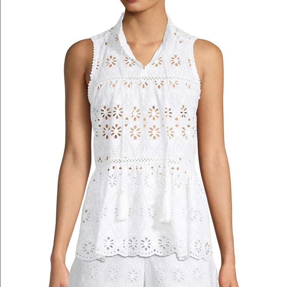 Kate Spade Spice Things Up Eyelet Sleeveless Top (Fresh White)